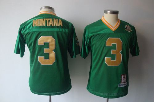 Dame #3 Joe Montana Green Stitched Youth NCAA Jersey - Click Image to Close
